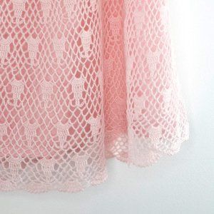 ❤️ Elegant Vintage  Party Contemporary Pink Crochet  midi skirt